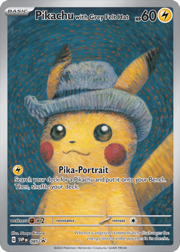 Pikachu SVP085 – Grey Felt Hat “Van Gogh” Promo