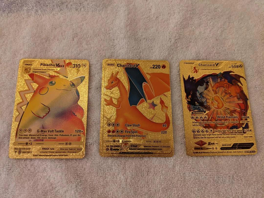 Fake full gold Pokémon cards with over-the-top design