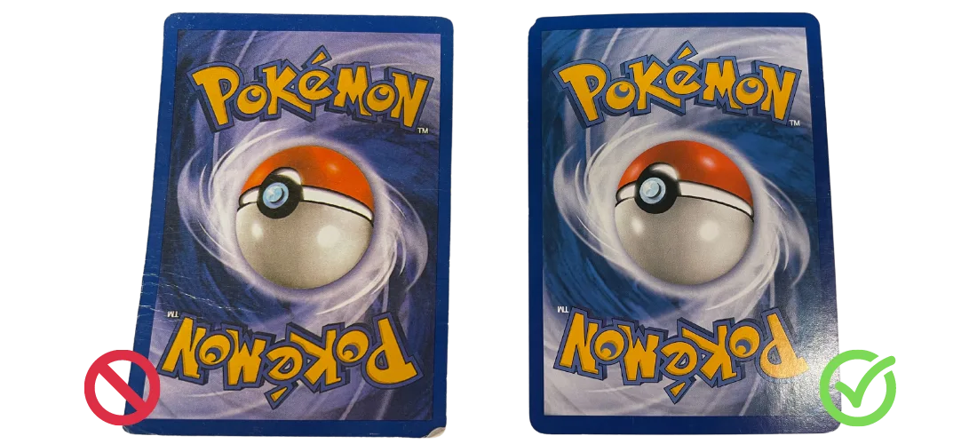 Real vs fake Pokémon card back with colour and texture differences